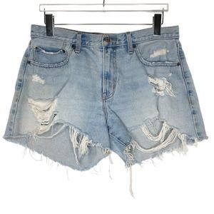 Abercrombie and Fitch 12 Womens Mid Rise Boyfriend Short Curve Love Distressed